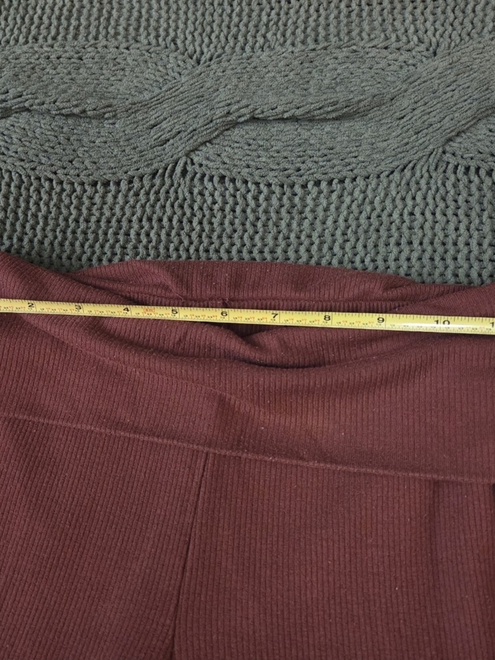 Fold Over Flare Ribbed Leggings Brown Wild Fable Lounge Pants - Picture 6 of 7